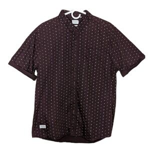 7 Diamonds Short Sleeve Shirt Men's XL Maroon White Geometric Button Up Logo